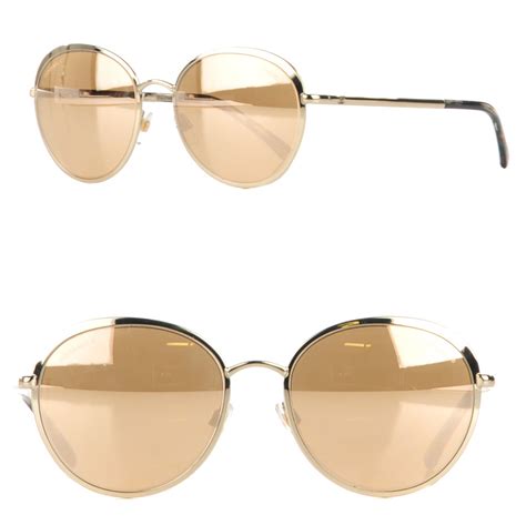 CHANEL Round Mirror Sunglasses 4206 Gold 